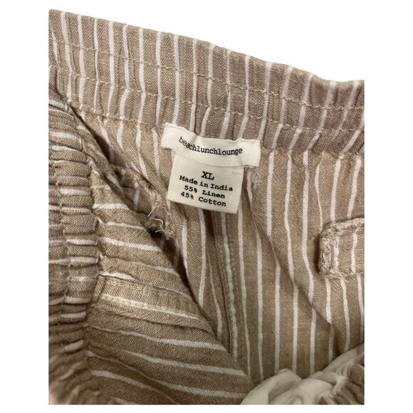 Beach Lunch Lounge Pants Womens XL Linen Margot Pull On Striped Cropped Brown - Picture 9 of 12